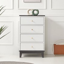 데코라인 프레션 4단서랍장 틈새 옷 서랍장 600, 화이트