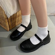 따봉오빠 2.5cm 여성 배색 스티치 앞코 핑킹 플랫 로퍼 블랙(DB170)