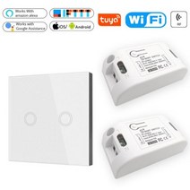 무선 WiFi RF 스마트 스위치 433MHz 터치 벽 패널 원격 제어 홈 조명 LED 램프 타이머 릴레이 모듈 제어용 110v 220v 10A Alexa Google, 2R 1WP082