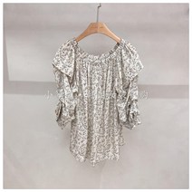 수입여성의류 SEVENICON 2022 봄계절 오픈숄더 부스지다 꽃무늬 셔츠 4807256665