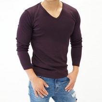 스타토리 짱짱한 면 스판 V넥 긴팔티셔츠 쫄티 슬림핏 무지티 긴팔 티셔츠