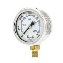 PRO-EDGE INDUSTRIAL PNEUMATICS AND CONTROLS 액체 충전 센터 백 마운트 압력 게이지 5.1cm2인치 다이얼 0-3000 PSI 0.3cm18, 1
