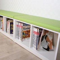 공간수납의자 벤치의자 수납함 대기의자 의류보관함 장난감보관 사용가능, 흰색+그린방석