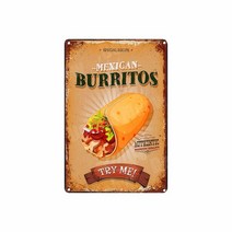 메뉴판 메뉴 보드 레트로 빈티지 펍 까페 레스토랑비건 금속 주석 표지판 burritos spanish chorizo ​​poster 바 장식 미국 쿠키 벽 예술 장식, a, 40x30cm