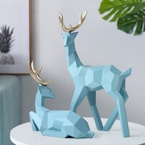사슴 동상 순록 인형 수지 조각 흰색 deers 장식 스칸디나비아 홈 거실 장식 탁상, 파란색