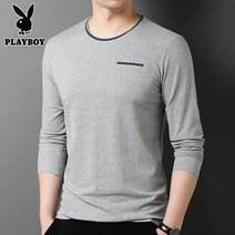 라운드넥긴팔티 도련님 누에실 남성 가을 얇은 캐쥬얼 와이드 루즈핏 트렌드 상의 남자 2538978604