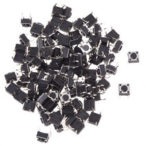 100 PCS 6 x 6mm x 4.3mm 패널 PCB 순간 촉각 촉각 푸시 버튼 스위치 딥, 6 x 6 x 4.3 mm, 블랙 & 실버