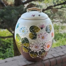 달빚도자 목단 20kg 쌀독 분청투톤 쌀항아리+뚜껑포함(항아리형)