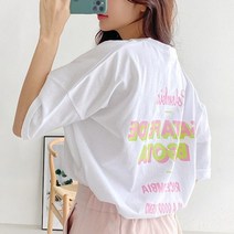 바보사랑 네온 보고타 루즈핏 반팔 티셔츠(tee764) .드레스날다