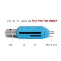 블랙박스sd카드리더기 멀티 usb c타입 nfc 스마트 폰 pc 마이크로 otg tfsd 카드 판독기 전화 확장 헤더에 1 플래시 드라이브 어댑터에 2, 파란