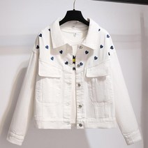 화이트 데님 코트 여성 숏 봄가을 루즈핏 상의 자켓 디자인 소박