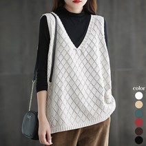 스타일아유 여자 오버핏 브이넥 데일리 여성 니트 조끼 베스트 [AYA8VT0024]