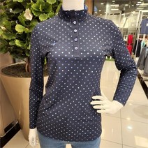 [임페리얼] 이월상품 세일~~!! 봄 가을 입기 좋은 도트 프린트 반 하이넥 긴팔티셔츠 PTZ1104 인천논현, 105, 네이비