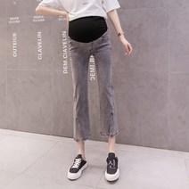 임산부 청바지 오픈 9쿼터 팬츠 린 조절 유아복 팬츠