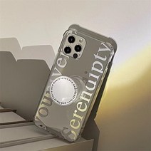 미러 심플 러브앤하트 레터링 범퍼 그립톡 스마트톡 아이폰케이스, 아이폰12 PRO MAX