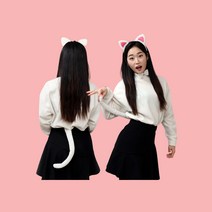 아이케이 고양이3종set 헤어밴드 동물귀 꼬리 봉제 놀이공원 할로윈 파티, 고양이3종set 헤어밴드(줄무늬)