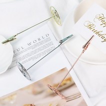 심플 금속 데스크 스탠드 호텔 헤어샵 명함 꽂이 돌잔치 사진 카페 빌지 메모 악어집게 로즈