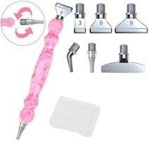 수지 포인트 드릴 펜 스레드 디자인 합금 멀티 placer 교체 헤드 다이아몬드 페인팅 자수 DIY 공예 네일 아트, 08 pink-SET 2