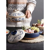 일본 냄비 요시카와 주전자 일본 그릇 일식 주방용품, 다크블루 2색 딥 2.2L