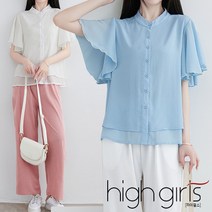 [ 하이걸스 ] 꽃 프릴 소매 차이나 블라우스 처비캣 여성 봄 여름 14가지 색상