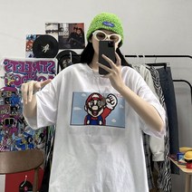 한복 생활한복 혼주한복 개량한복 반팔티셔츠남여름패션루즈라운드그래피프린트상의ins항풍캐주얼학생반팔티셔츠