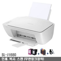 삼성전자 SL-J1680(J1660후속) 무한잉크설치완제품 인쇄 복사 스캔 잉크젯 복합기, 흰색, SL-J1680+무한잉크설치완제품I