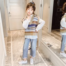 다솜 주니어 여아 가을 쓰리피스 통바지 상하복 바지세트