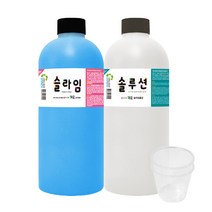 (사은품증정) 슬라임만들기 낱색세트 1000ml KIT 스노우키즈 직접 만드는 수제 액체괴물 액괴, 슬라임1000(블)+솔루션1000+계량컵2+디스펜서2