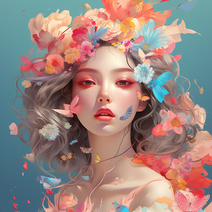 DIY캔버스페인팅 꽃과 나비로 둘러싸인 꽃요정 물감 명화따라그리기 꽃선자 미녀 행운여신 정사각형 인물화 북유럽 감성 피포페인팅집콕취미 액자프레임포함 24색, 정사각형-30*30cm, 꽃과 나비로 둘러싸인 꽃요정 그리기6