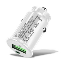 고속 호환 USB 차량용 충전기 아이폰 12 11 30W 3.0 충전 샤오미 자동 C 타입 QC PD 휴대폰, [05] PD-QC3.0 White