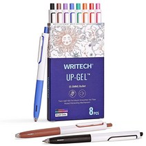 WRITECH 리트랙터블 젤 잉크 펜: 멀티컬러 0.5mm 파인 포인트 펜 저널링 스케치 드로잉 메모용 번짐 및 번짐 없음 매우 부드러운 필기 무소음 클릭 펜 세트 업 젤 8개입, Multicolor