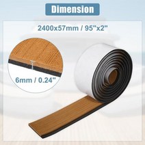 Uxcell EVA 폼 보트 바닥재 티크 데크 2400x600x5mm 2400x170x6mm 2400x57x6mm 마린 요트 부품, 2400x57x6mm Brown 2