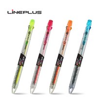 라인플러스 라탄 레이져 볼펜 4색상, 1개, 투블랙+형광분홍