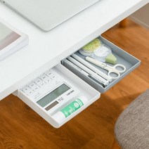 부착식 슬라이딩 미니 서랍 수납장 언더테이블, 화이트(소형)
