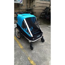 TT 자전거 트레일러 웨건 2인승 애완용 자전거유모차 바이크트레일러 여행 휴대용, 2인승 블루블랙