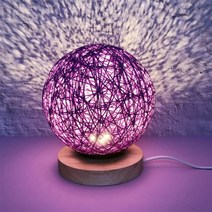 LED 데이문 라탄 달 무드등(일체형) USB 전원 케이블 인테리어 오브제 버튼식 ON / OFF, 퍼플