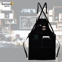 샌노리 바리스타 앞치마 카페 공방 캠핑 미용실 캔버스 앞치마, 블랙, 1개