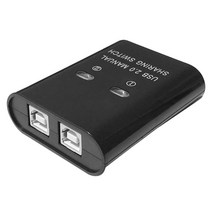 KVM스위치 USB 프린터 공유 장치 2 in 1 out 프린터 공유 장치 2 포트 수동 kvm 스위칭 분배기 허브 변환기 플러그 앤 플레이, 검은 색