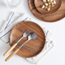 우드 그릇 (원형) 다과 브런치 접시 20cm, 나무 원형접시 20cm, 단품