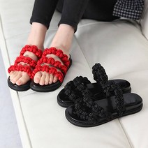 2컬러 꽈배기 매듭 스트랩 샌들 샌달 여름 슬리퍼