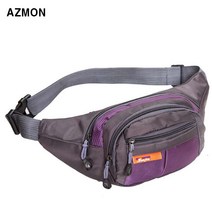AZMON 멀티 포켓 미니 힙색가방 다용도 방수 크로스백 35cm x 14cm x 15cm 남여공용 2.5L, 퍼플