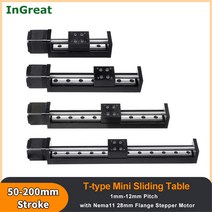어닝레일 CNC 선형 레일 가이드 스테이지 T 형 미니 스테퍼 모터 액추에이터 50-300mm 스트로크 슬라이딩, 04 6mm Pitch_02 100mm