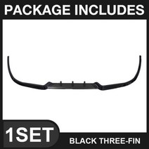 ABS 소재 앞 범퍼 스포일러 보호 플레이트 립 키트 장식 스트립 턱 셔블 자동차 개조 액세서리, Black three-fin