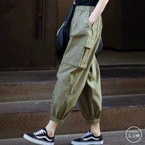 도오빠 여성 바지 카고 밴딩 무광 조거팬츠 트레이닝 여름 츄리닝 여자바지 여자카고바지