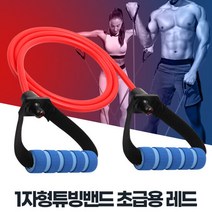 1자형튜빙밴드 초급용 레드 전신 튜빙밴드그립바 라텍스, 단품
