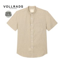 폴라츠 옴므 VOLLRADS 린넨 반팔 루즈핏 베이지 솔리드 차이나카라 셔츠