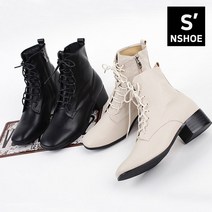 인조 가죽 레이스업 스판 앵클 부츠 빅사이즈 225-270/4.5cm