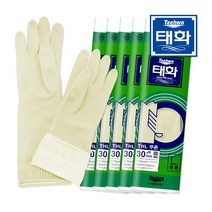 [태화] 태화 고무장갑 꽃밴 대 아이보리 5개, 1개