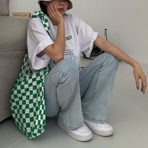 여성 에코백 숄더백 쇼핑백 크로스백 체크 캔버스 대학생 바둑판