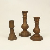 빈티지 우드 촛대 원목 캔들 홀더, 라운드촛대 L